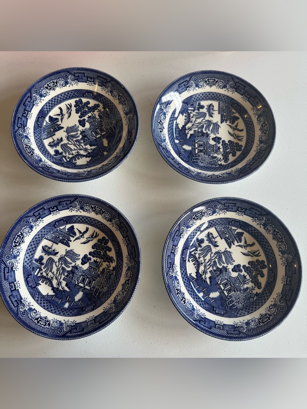 Vintage Churchill Blue Willow Bowls Set of 4 7.75” Made in England